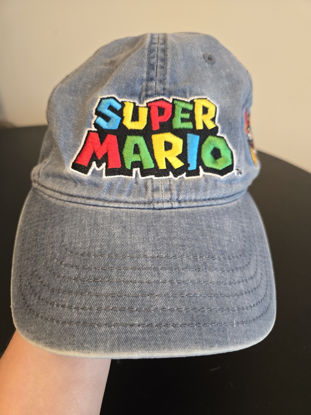 Official Nintendo Super Mario Bros Denim Dad Hat Cap Patch Embroidered